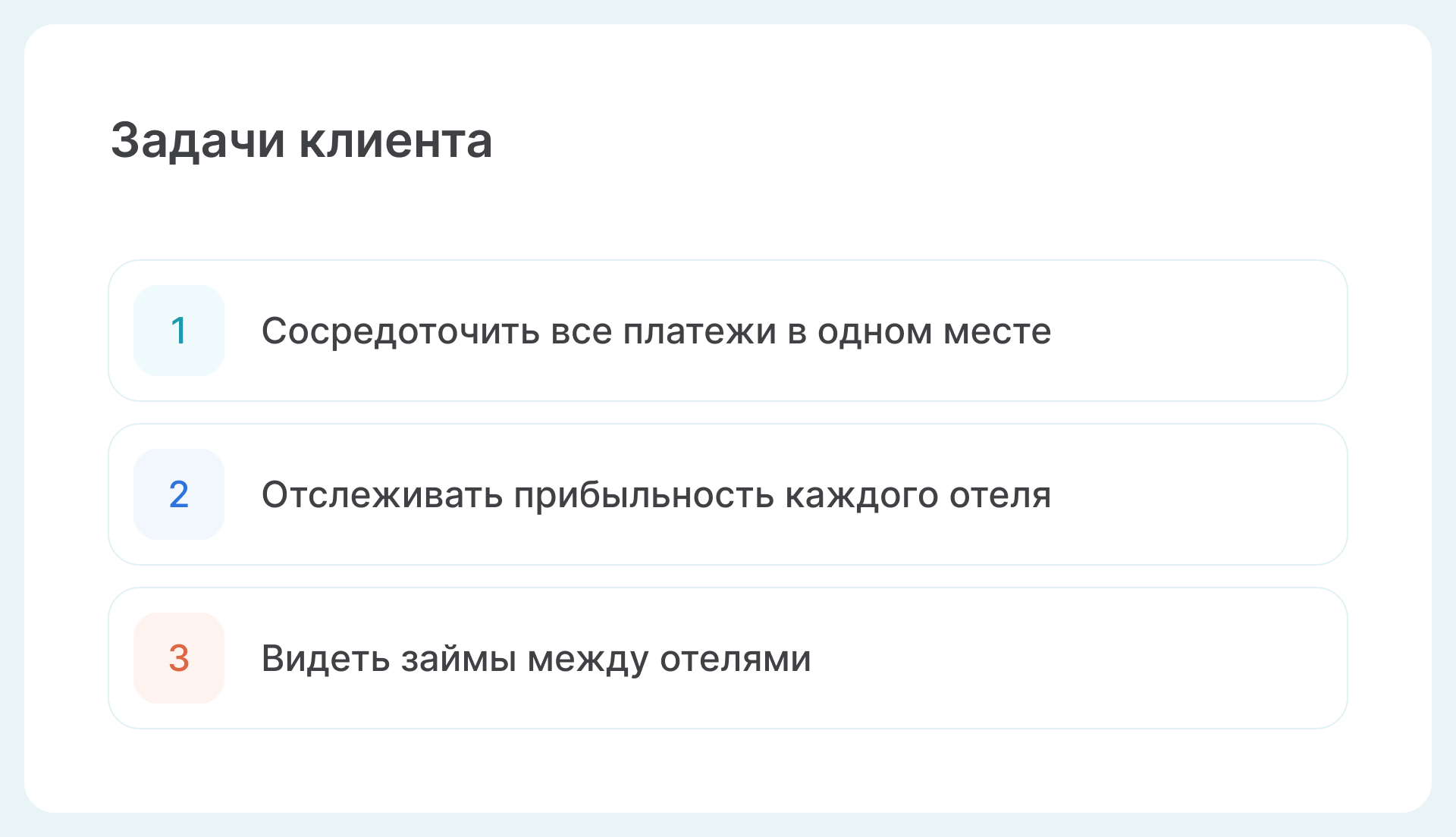 Задачи клиента