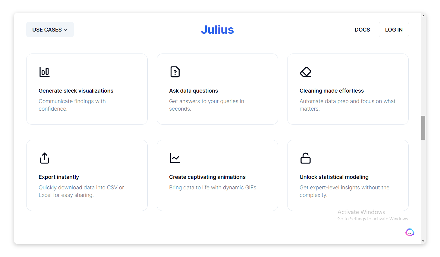 Интерфейс Julius AI для анализа таблиц с помощью промпта