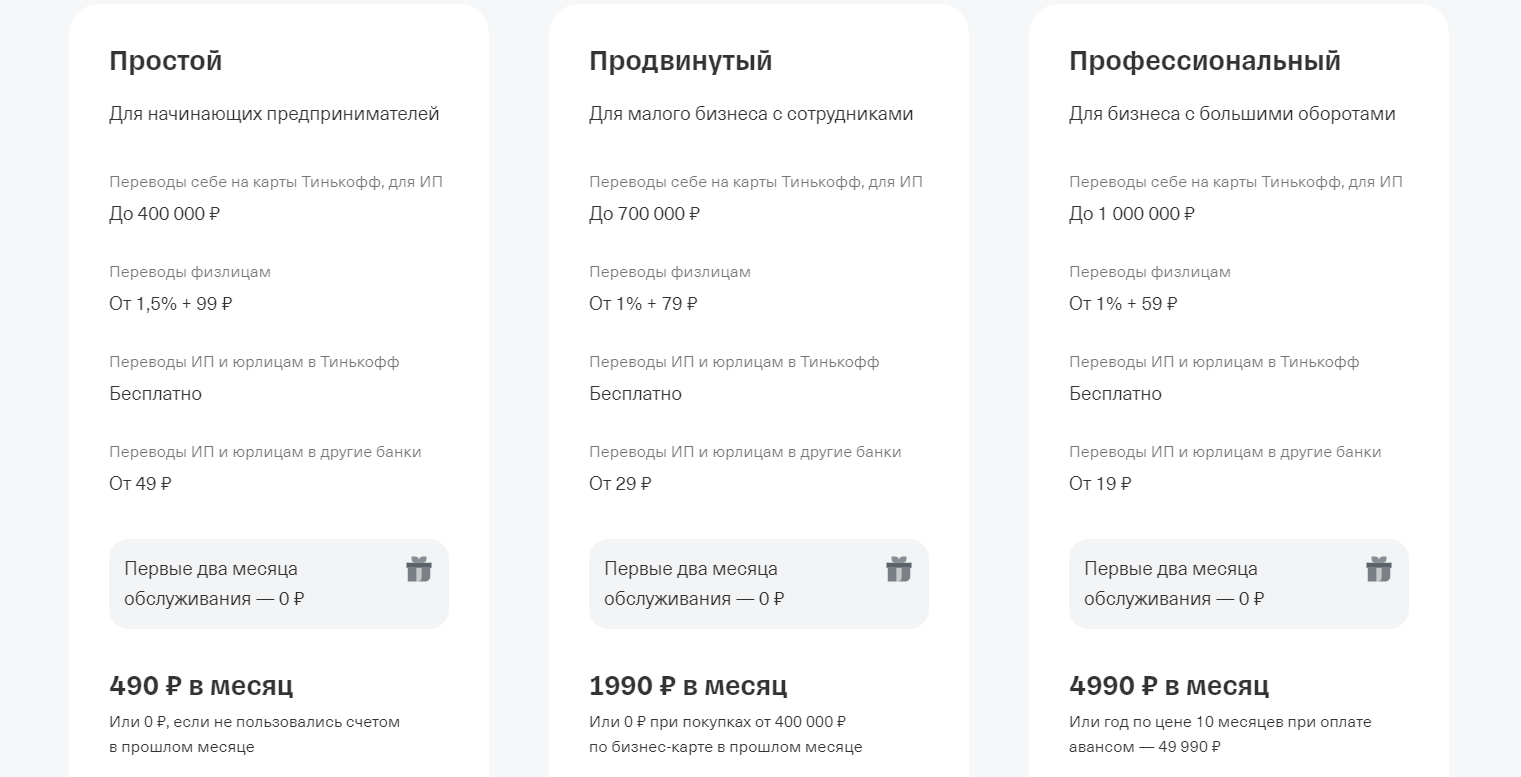 Услуги банка Тинькофф